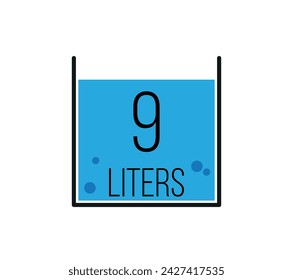 9 liters icon vector design. Liquid measure in liters isolated on white background