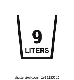9 liters icon vector liquid measure vector white background