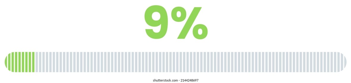 9% Loading. 9% progress bar Infographics vector, 9 Percentage ready to use for web design ux-ui