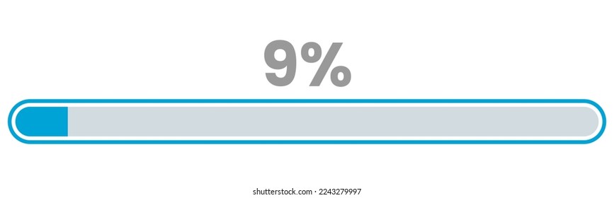 9% Loading. 9% progress bar Infographics vector, 9 Percentage ready to use for web design ux-ui