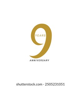 9 Logo, 9th Anniversary Logo, Vector Template Design Element für Geburtstag, Einladung, Hochzeit, Jubiläum und Grußkarte Illustration.