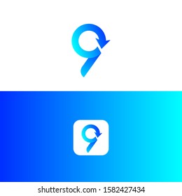 9 logo with arrow concept 