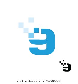 9 logo digital flat vector template 