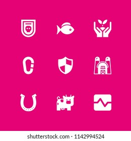 9 logo icon set with cow, sprout and carabiner vector illustration for graphic design and web