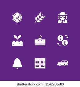 9 logo icon set with exchange, wheat and jeep vector illustration for graphic design and web