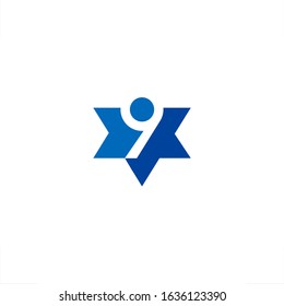 9 logo nine number design star