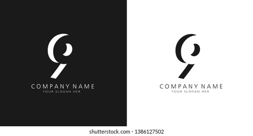 9 logo numbers modern black and white design	