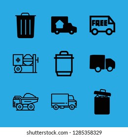 9 lorry icons with free delivery truck commercial transportation and truck in this set