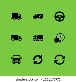 9 lorry icons in vector set. load, truck and truck icon illustration for web and graphic design