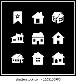 9 luxurious vector icon set with home, house and bookmark icons for mobile and web