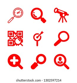 9 magnify icons with plus magnification zoom and code search in this set