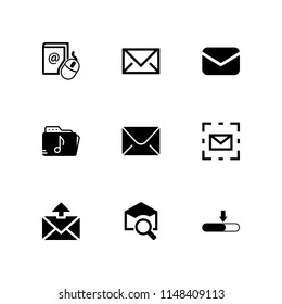 9 mail icon set with email contacts, email and window scrolling medium vector illustration for graphic design and web