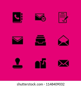 9 mail icon set with mailbox, delete email and email vector illustration for graphic design and web