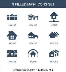 9 main icons. Trendy main icons white background. Included filled icons such as house, home. main icon for web and mobile.