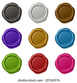 9 many-coloured vector sealing waxes