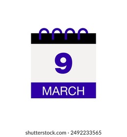9 march calendar date icon vector eps