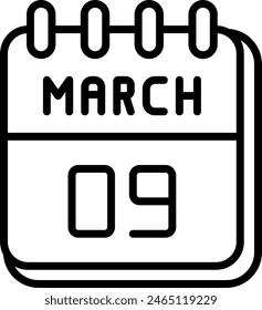 9 March Vector Line Icon Design