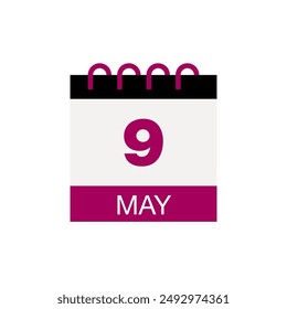 9 de mayo calendario fecha icono Vector eps