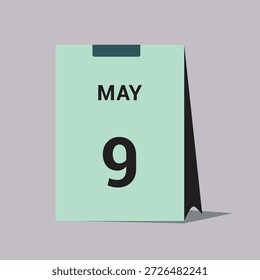 9 may calendar date icon minimal desk calendar vector illustration