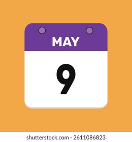 9 may calender icon text page monthly web design.