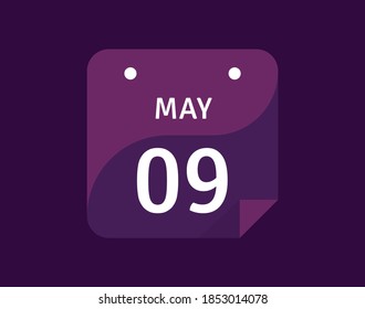 9 May, May 9 icon Single Day Calendar Vector illustration