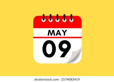 9 May month single day vector, illustration, calendar with maroon, rose and white color background calendar May 9