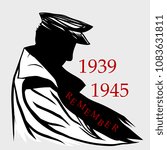 9 may World War 2 Remembrance Day. Silhouette a military man in raincoat. Lest We forget. 8 may. Memory day - remember 1939-1945. Social poster, banner, card, stisker about Patriotism and unity.