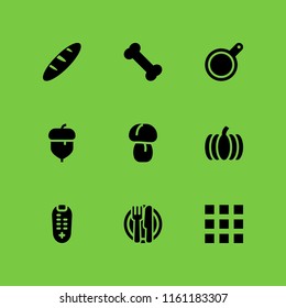 9 meal icons in vector set. bone, lunch, food and restaurant and pan illustration for web and graphic design