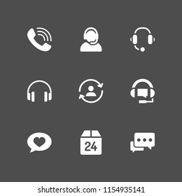 9 microphone icons in vector set. audio, support, call and music illustration for web and graphic design