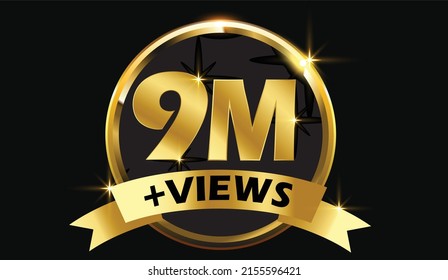 9 million Views vector post 9 million celebrations. 9 million views. thank you congratulation.
