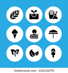 9 minimal icons in vector set. leaf, art and design and summer illustration for web and graphic design