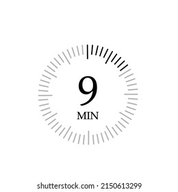 The 9 minutes, stopwatch vector icon, digital timer. clock and watch, timer, countdown symbol.