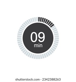 9 minutes timers Clock, Timer 9 min icon.