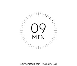 9 minutes timers Clocks, Timer 9 min icon vector