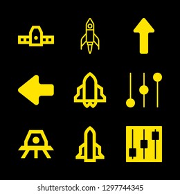 9 mission icons with rocket and left with straight arrow in this set