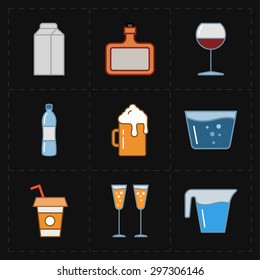 9 modern flat bar icons