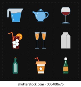 9 modern flat bar icons