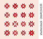 9 Modern folk style vector ornaments illustration. Folk style ornaments illustration. Red folk geometrical ornaments illustration. Modern folk style ornaments clipart