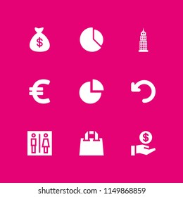 9 money icons in vector set. chart, savings, return and euro illustration for web and graphic design