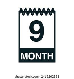 9 meses calendario icono Ilustración vectorial eps