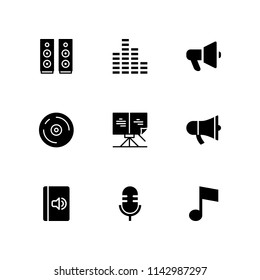 9 music icon set with sheet music, compact disc and music note vector illustration for graphic design and web