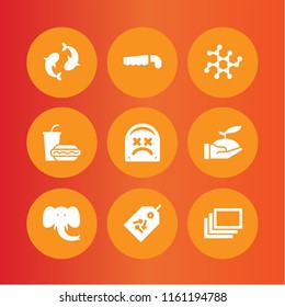 9 natural icons in vector set. snack, windows, dead and farming and gardening illustration for web and graphic design