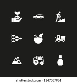 9 nature icon set with beauty, snowplow and shoal vector illustration for graphic design and web