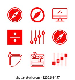 9 navigate icons with controls and divide in this set