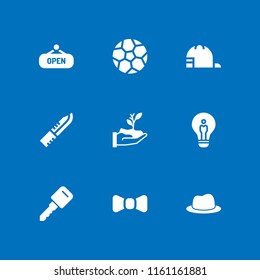 9 new icons in vector set. open, sprout, ball and knife illustration for web and graphic design
