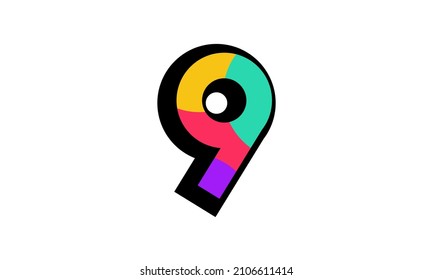 9 New Number Modern Fresh Color Youth