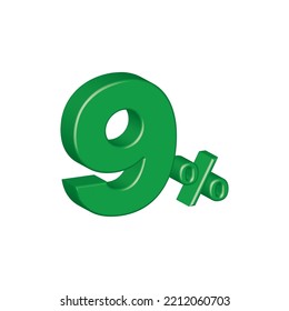 9 nine 3d plastic effect number percentage symbol