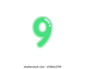 9 nine number green vector jelly glossy bright typography for web holiday event 