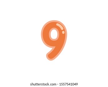 9 nine number orange vector jelly glossy bright typography for web holiday event 