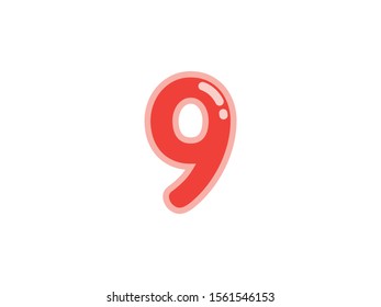 9 nine number red cherry marmalade vector jelly glossy bright typography for web holiday event 